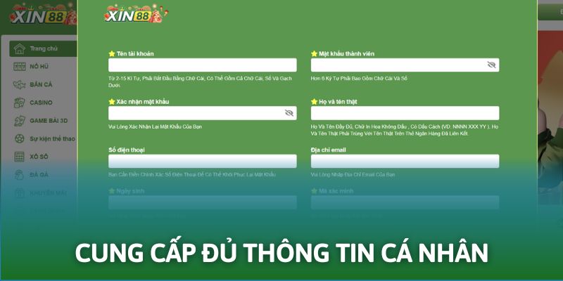 Xác nhận thông tin theo biểu mẫu đăng ký XIN88
